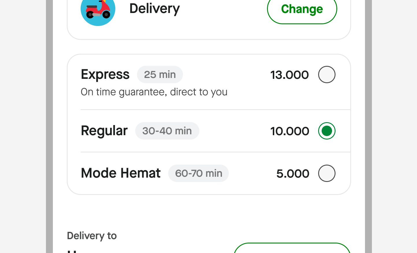 Delivery options — before